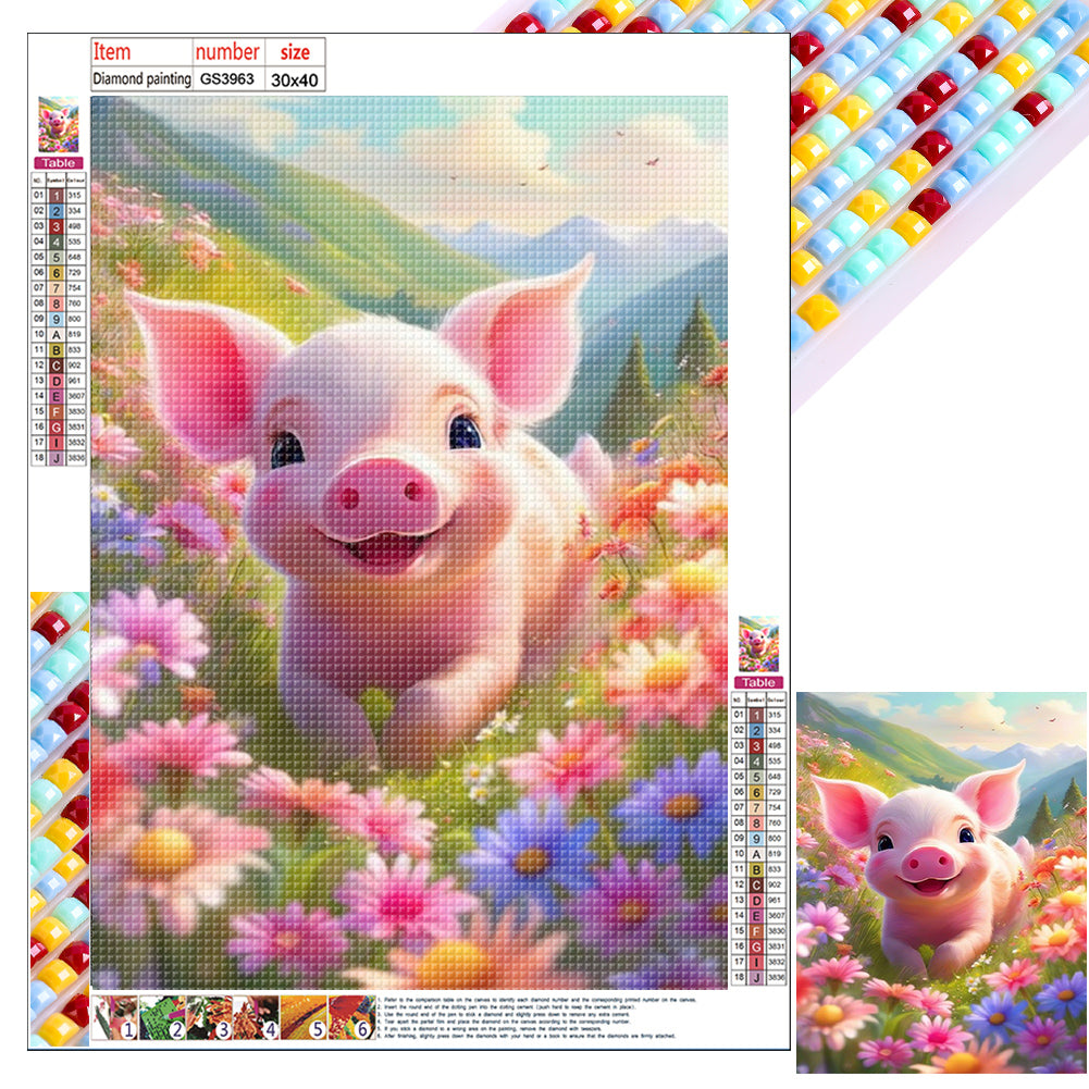 Diamond Painting - Full Square - Cute pig (30*40CM)