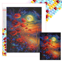 Load image into Gallery viewer, Diamond Painting - Full Square - Red flowers under the moon (30*40CM)
