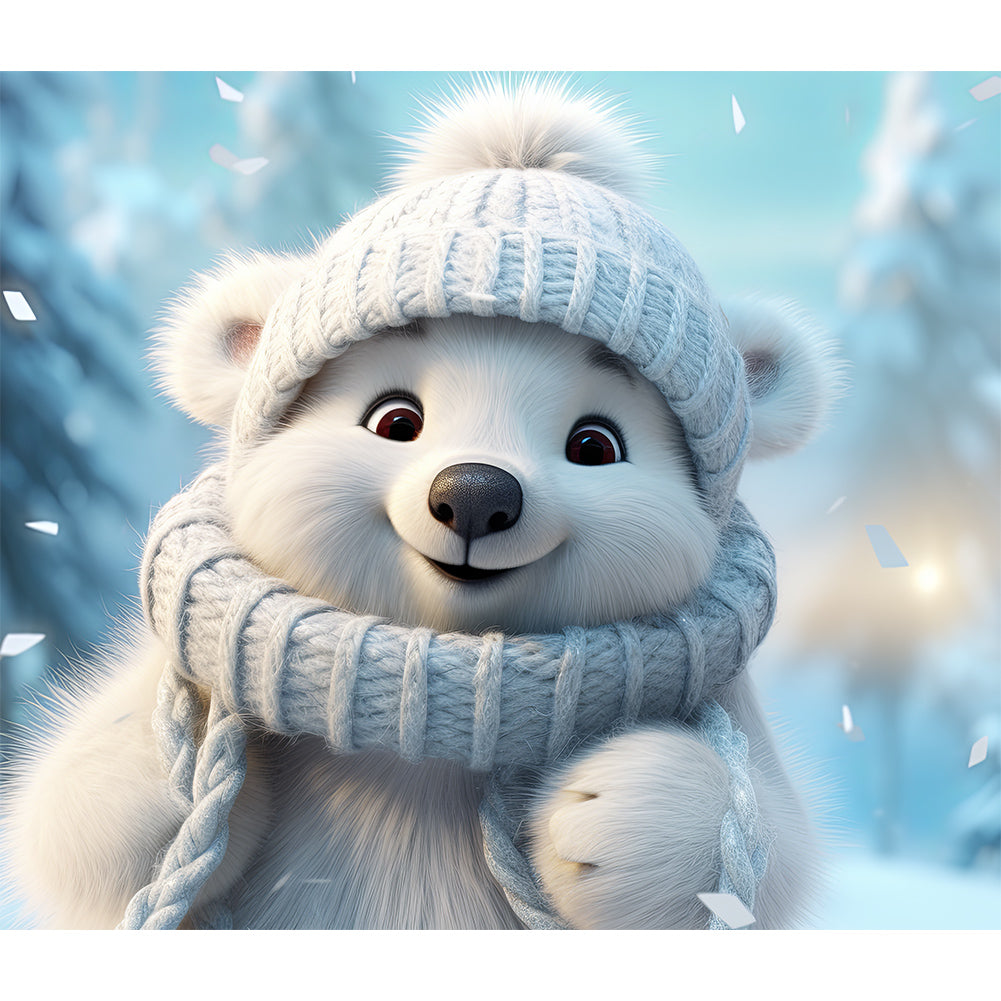 Diamond Painting - Full Round - winter white bear (35*30CM)