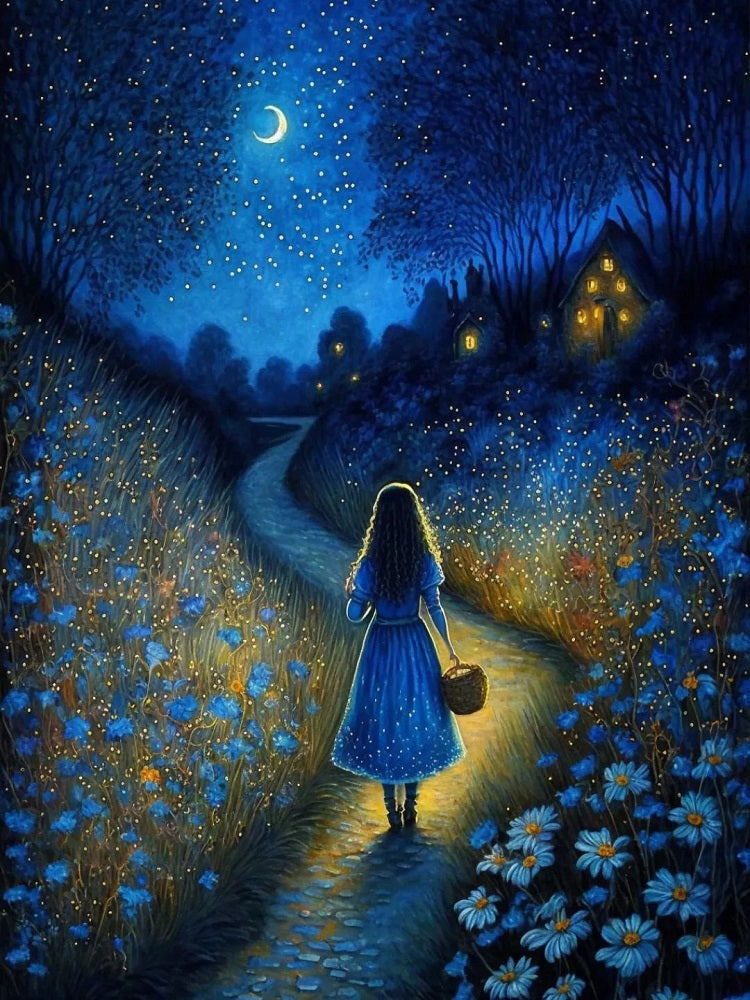 Diamond Painting - Full Round - girl under the stars (30*40CM)
