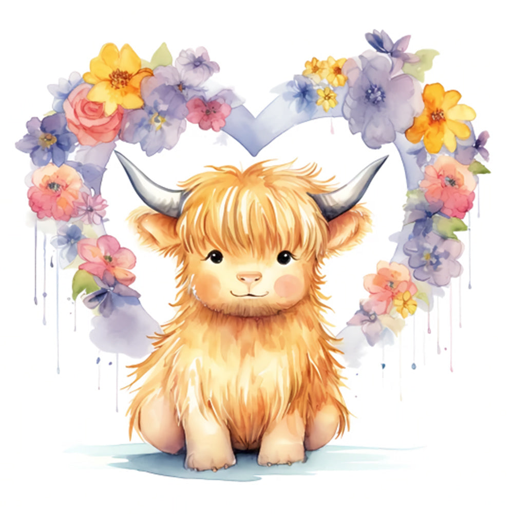 Diamond Painting - Full Round - Love highland cow baby (30*30CM)