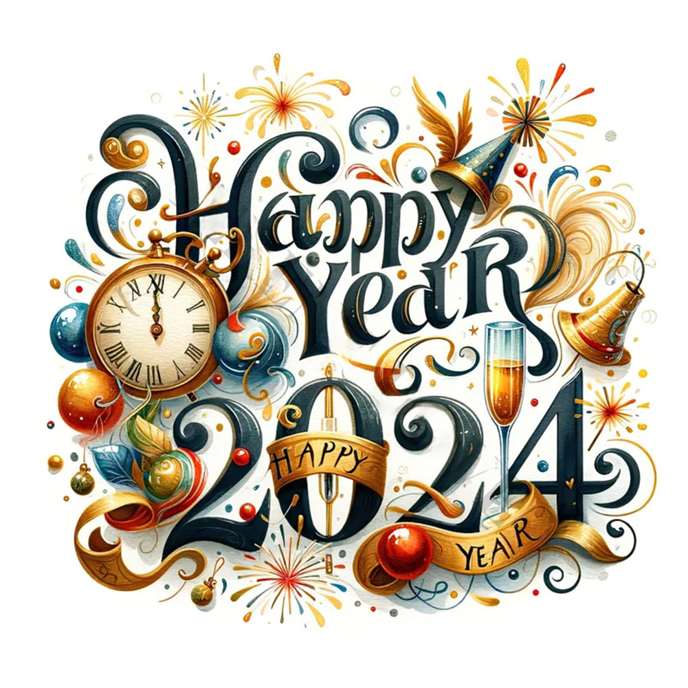 Diamond Painting - Full Round - new year gift calligraphy and painting (35*35CM)