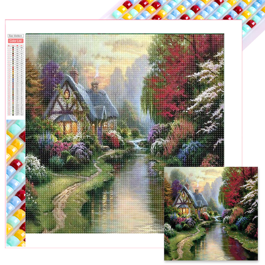 Diamond Painting - Full Square - riverside cabin (50*50CM)