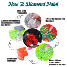 Load image into Gallery viewer, 8 Pcs Acrylic Red Rose Diamond Painting Crafts Coaster with Holder for Beginners

