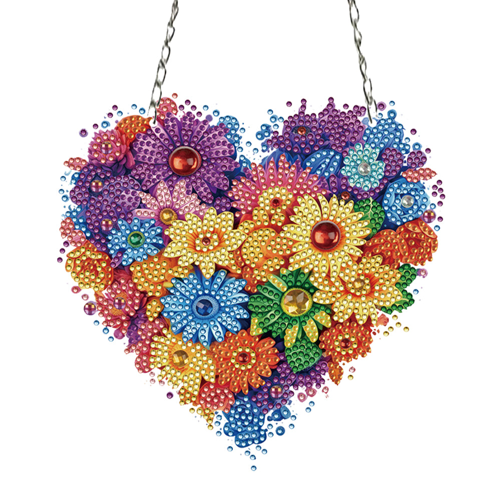 Acrylic Heart Flower Single-Sided Crystal Hanging Home Wall Decor for Wall Decor