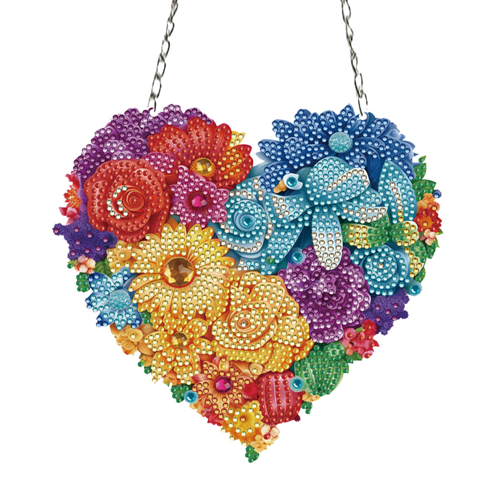Acrylic Heart Flower Single-Sided Crystal Hanging Home Wall Decor for Wall Decor