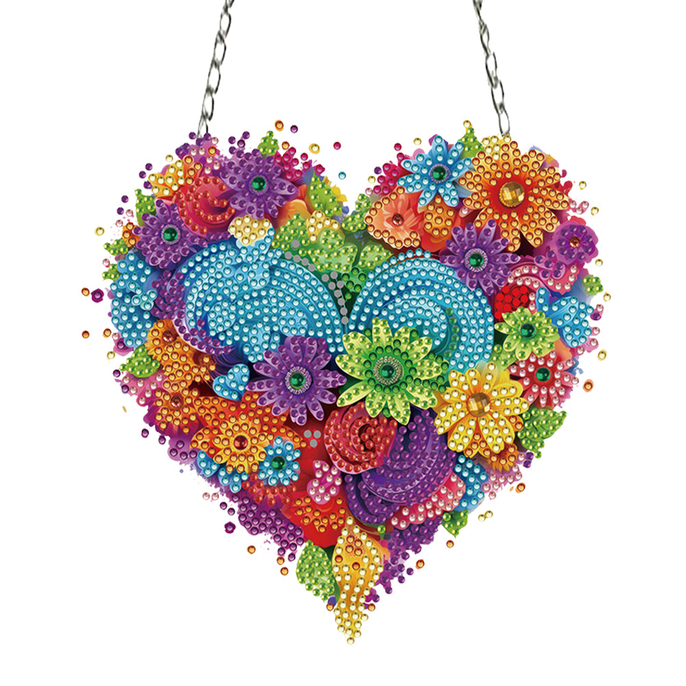 Acrylic Heart Flower Single-Sided Crystal Hanging Home Wall Decor for Wall Decor