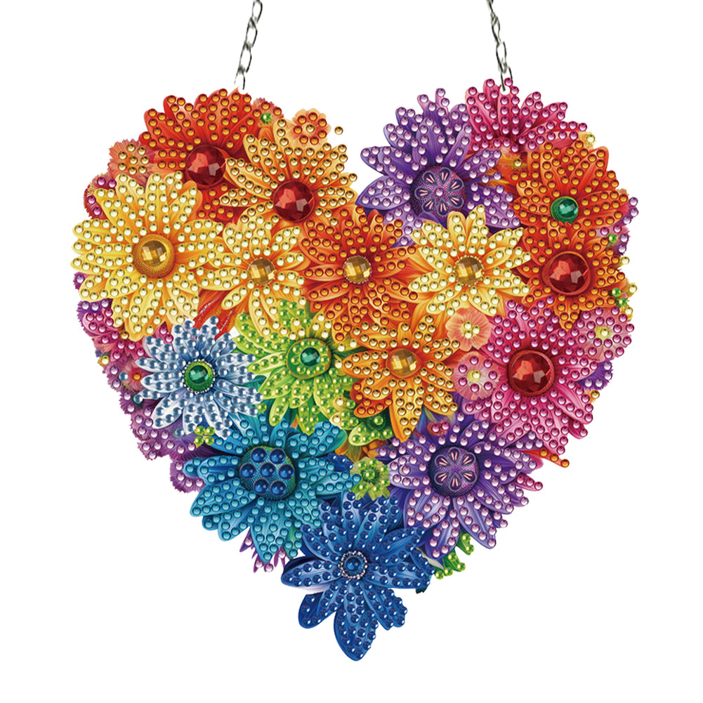 Acrylic Heart Flower Single-Sided Crystal Hanging Home Wall Decor for Wall Decor