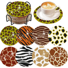 Load image into Gallery viewer, 8 Pcs Animal Texture Wooden Biscuit Diamond Painting Art Coaster Kit with Holder
