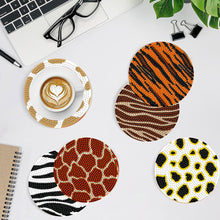 Load image into Gallery viewer, 8 Pcs Animal Texture Wooden Biscuit Diamond Painting Art Coaster Kit with Holder
