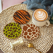 Load image into Gallery viewer, 8 Pcs Animal Texture Wooden Biscuit Diamond Painting Art Coaster Kit with Holder
