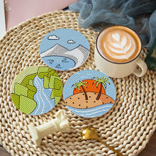 Load image into Gallery viewer, 8 Pcs Animal Texture Wooden Biscuit Diamond Painting Art Coaster Kit with Holder
