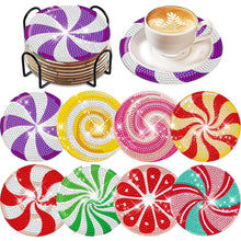 Load image into Gallery viewer, 8 Pcs Animal Texture Wooden Biscuit Diamond Painting Art Coaster Kit with Holder

