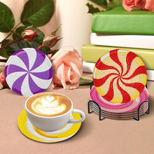 Load image into Gallery viewer, 8 Pcs Animal Texture Wooden Biscuit Diamond Painting Art Coaster Kit with Holder
