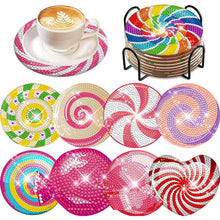 Load image into Gallery viewer, 8 Pcs Animal Texture Wooden Biscuit Diamond Painting Art Coaster Kit with Holder
