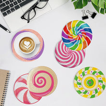 Load image into Gallery viewer, 8 Pcs Animal Texture Wooden Biscuit Diamond Painting Art Coaster Kit with Holder
