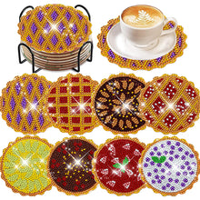 Load image into Gallery viewer, 8 Pcs Animal Texture Wooden Biscuit Diamond Painting Art Coaster Kit with Holder
