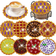 Load image into Gallery viewer, 8 Pcs Animal Texture Wooden Biscuit Diamond Painting Art Coaster Kit with Holder
