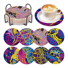 Load image into Gallery viewer, 8 Pcs Animal Texture Wooden Biscuit Diamond Painting Art Coaster Kit with Holder
