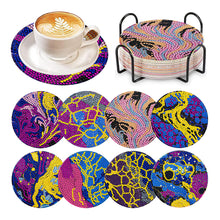 Load image into Gallery viewer, 8 Pcs Animal Texture Wooden Biscuit Diamond Painting Art Coaster Kit with Holder
