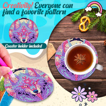 Load image into Gallery viewer, 8 Pcs Animal Texture Wooden Biscuit Diamond Painting Art Coaster Kit with Holder
