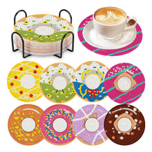 Load image into Gallery viewer, 8 Pcs Animal Texture Wooden Biscuit Diamond Painting Art Coaster Kit with Holder
