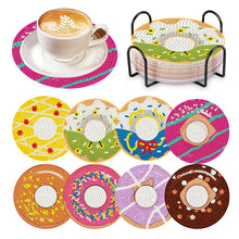 Load image into Gallery viewer, 8 Pcs Animal Texture Wooden Biscuit Diamond Painting Art Coaster Kit with Holder
