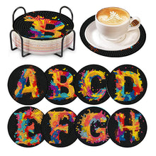 Load image into Gallery viewer, 8 Pcs Animal Texture Wooden Biscuit Diamond Painting Art Coaster Kit with Holder
