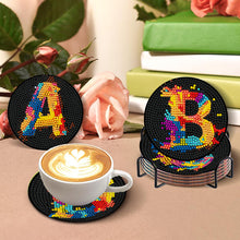 Load image into Gallery viewer, 8 Pcs Animal Texture Wooden Biscuit Diamond Painting Art Coaster Kit with Holder

