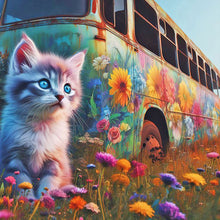 Load image into Gallery viewer, Diamond Painting - Full Round - Cat and bus (40*40CM)
