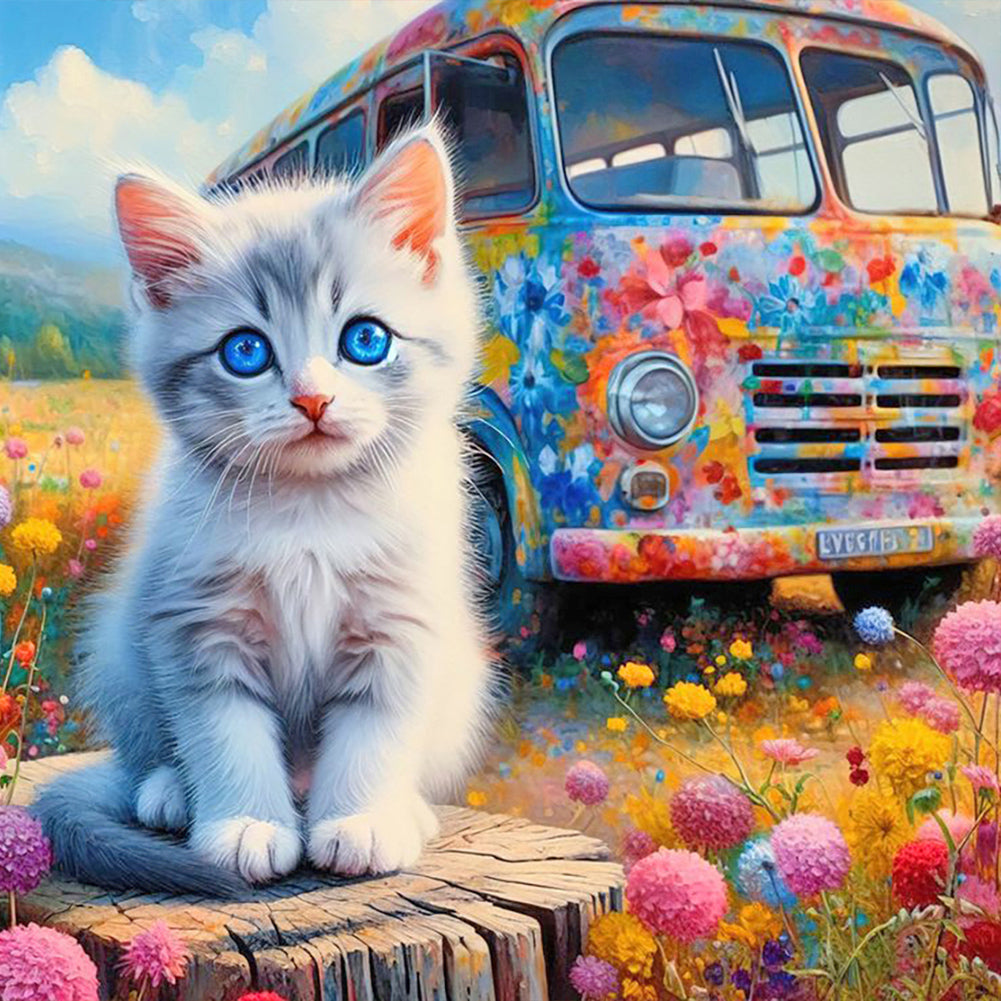 Diamond Painting - Full Round - Cat and Shuttle (40*40CM)