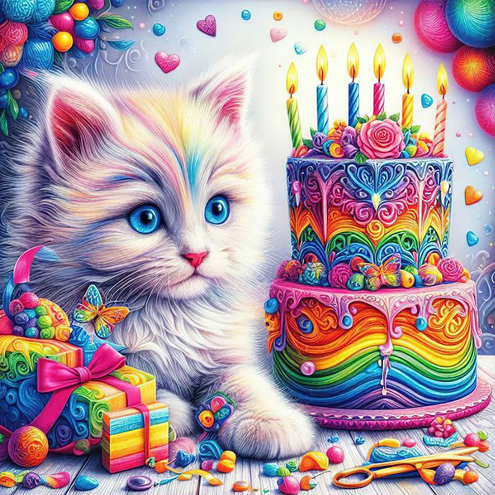 Diamond Painting - Full Round - cat and cake (40*40CM)