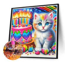 Load image into Gallery viewer, Diamond Painting - Full Round - Cat with colorful cake (40*40CM)
