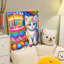 Load image into Gallery viewer, Diamond Painting - Full Round - Cat with colorful cake (40*40CM)
