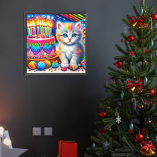 Load image into Gallery viewer, Diamond Painting - Full Round - Cat with colorful cake (40*40CM)
