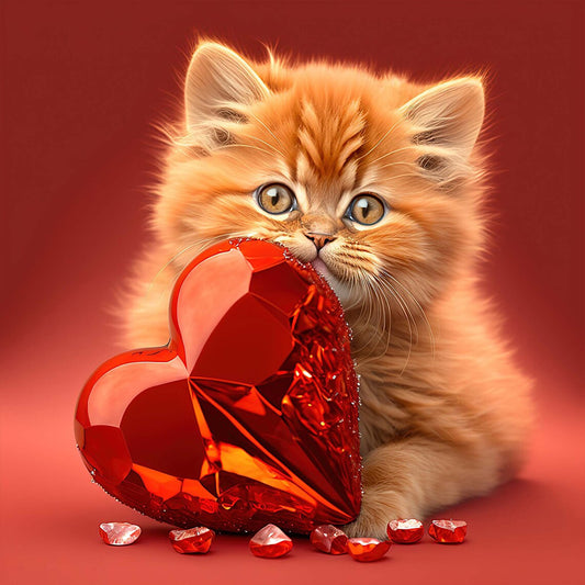 Diamond Painting - Full Round - Love and kitten (30*30CM)