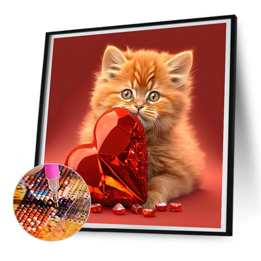 Diamond Painting - Full Round - Love and kitten (30*30CM)