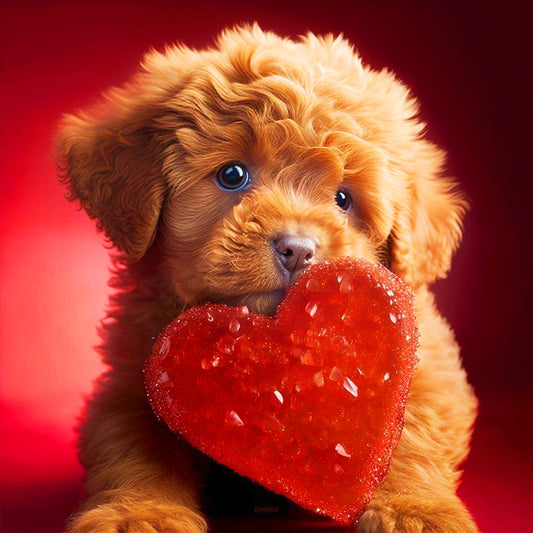 Diamond Painting - Full Round - love and puppy (30*30CM)