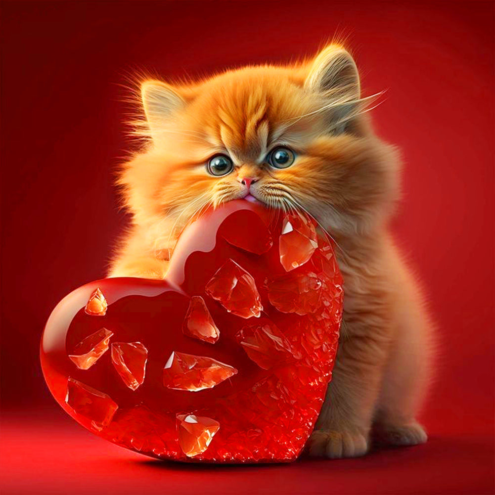Diamond Painting - Full Round - Love and kitten (30*30CM)