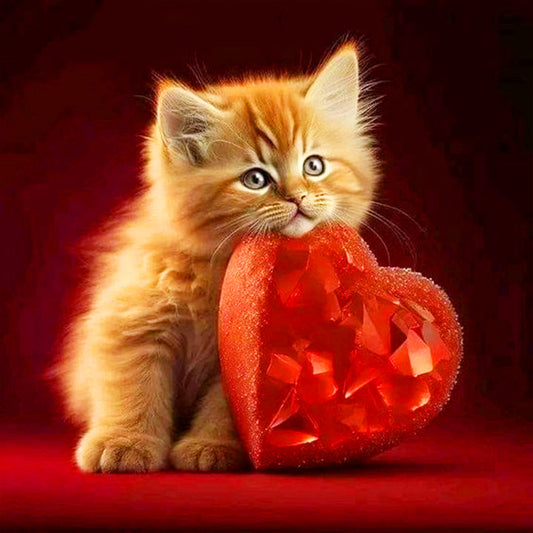 Diamond Painting - Full Round - Love and kitten (30*30CM)
