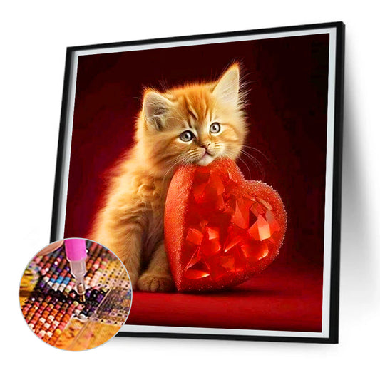 Diamond Painting - Full Round - Love and kitten (30*30CM)