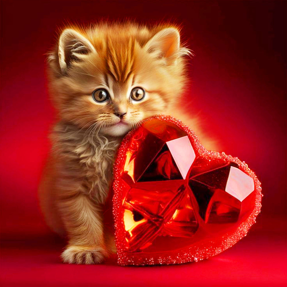 Diamond Painting - Full Round - Love and kitten (30*30CM)
