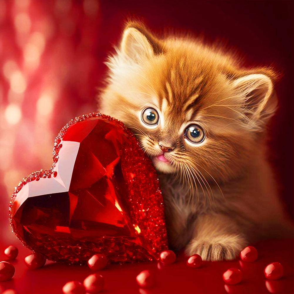 Diamond Painting - Full Round - Love and kitten (30*30CM)