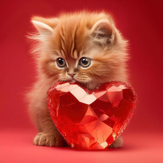 Diamond Painting - Full Round - Love and kitten (30*30CM)