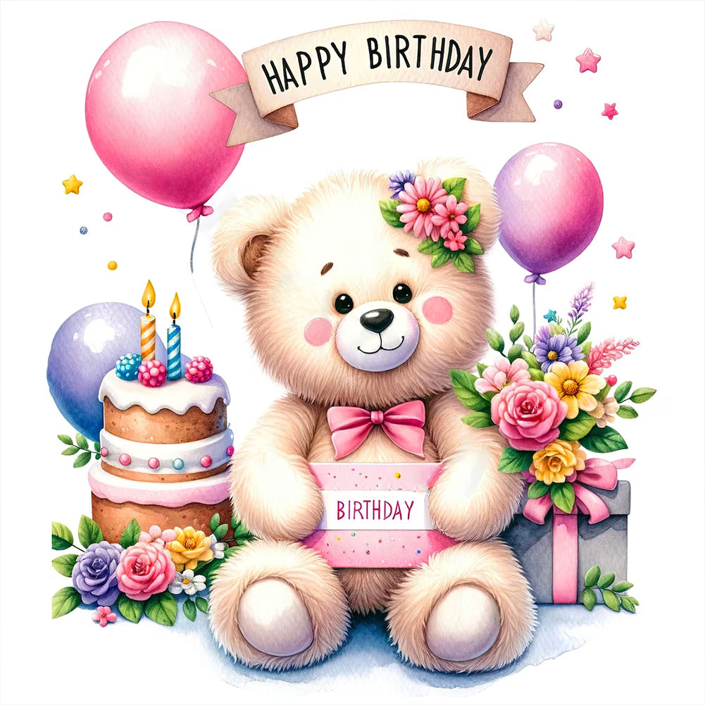 Diamond Painting - Full Round - birthday bear (30*30CM)
