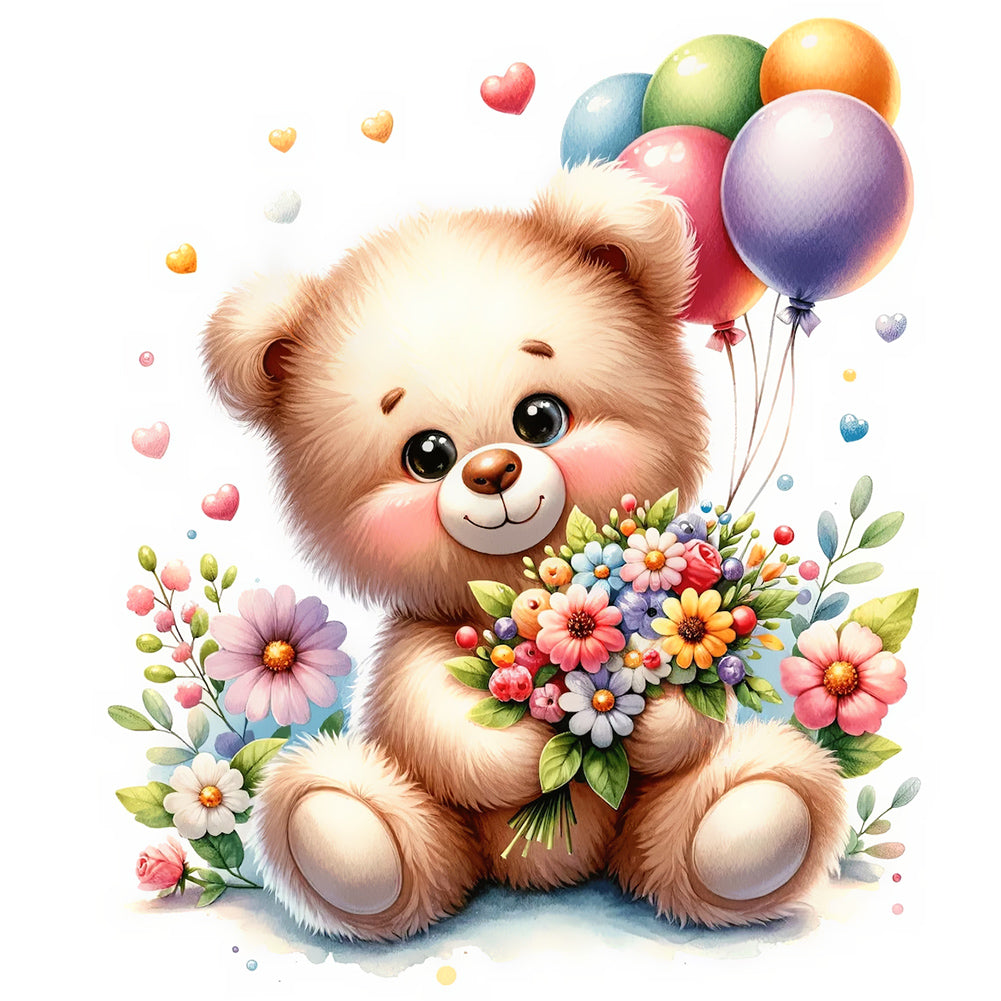 Diamond Painting - Full Round - birthday bear (30*30CM)