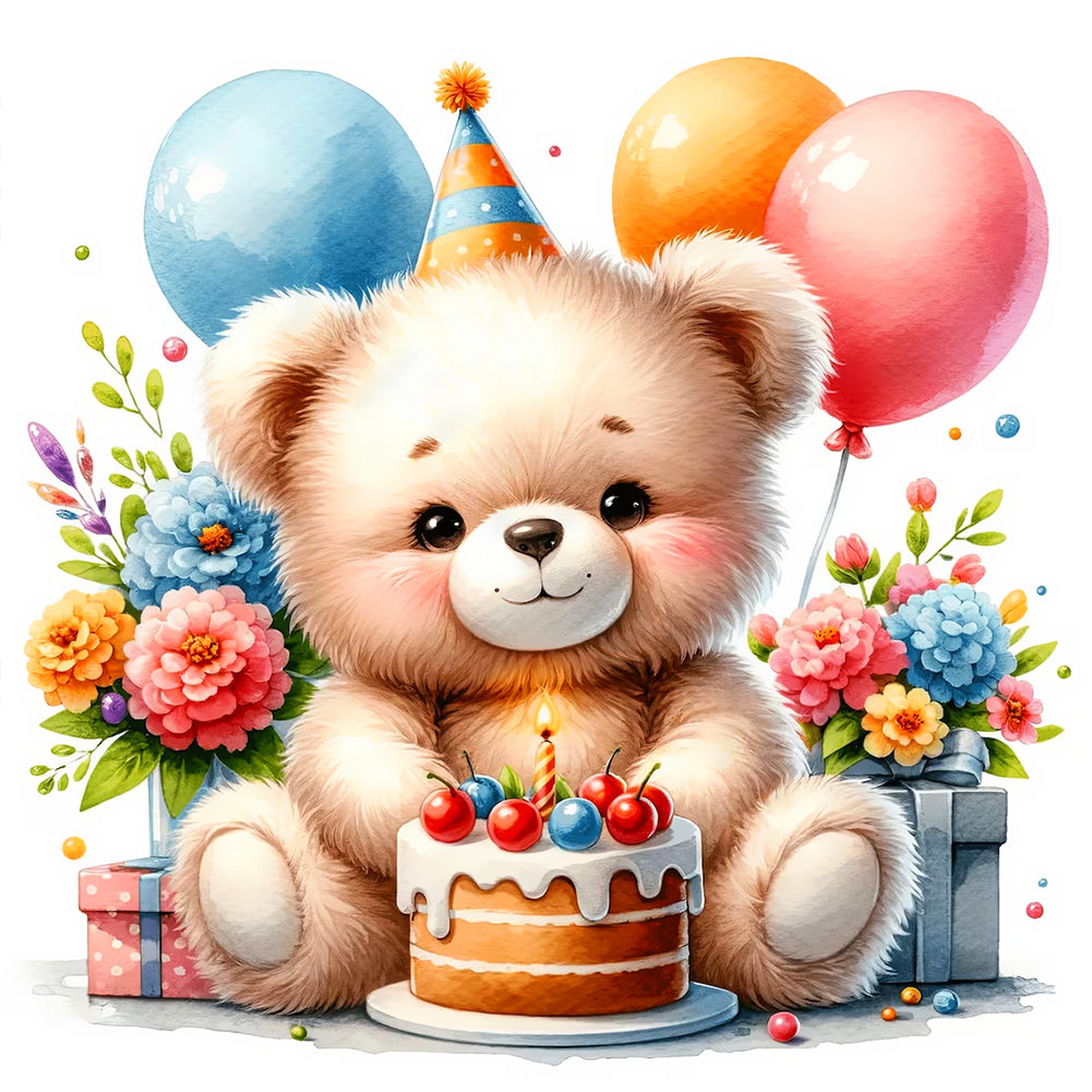 Diamond Painting - Full Round - birthday bear (30*30CM)