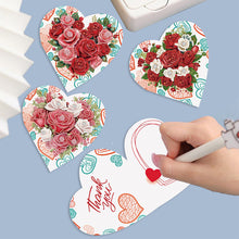 Load image into Gallery viewer, 6 Pcs Christmas Special Shape Diamond Painting Greeting Card Kit (Heart Rose)
