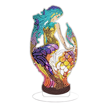 Lion Diamond Painting Desktop Ornaments Kit with Light for Office Desktop Decor