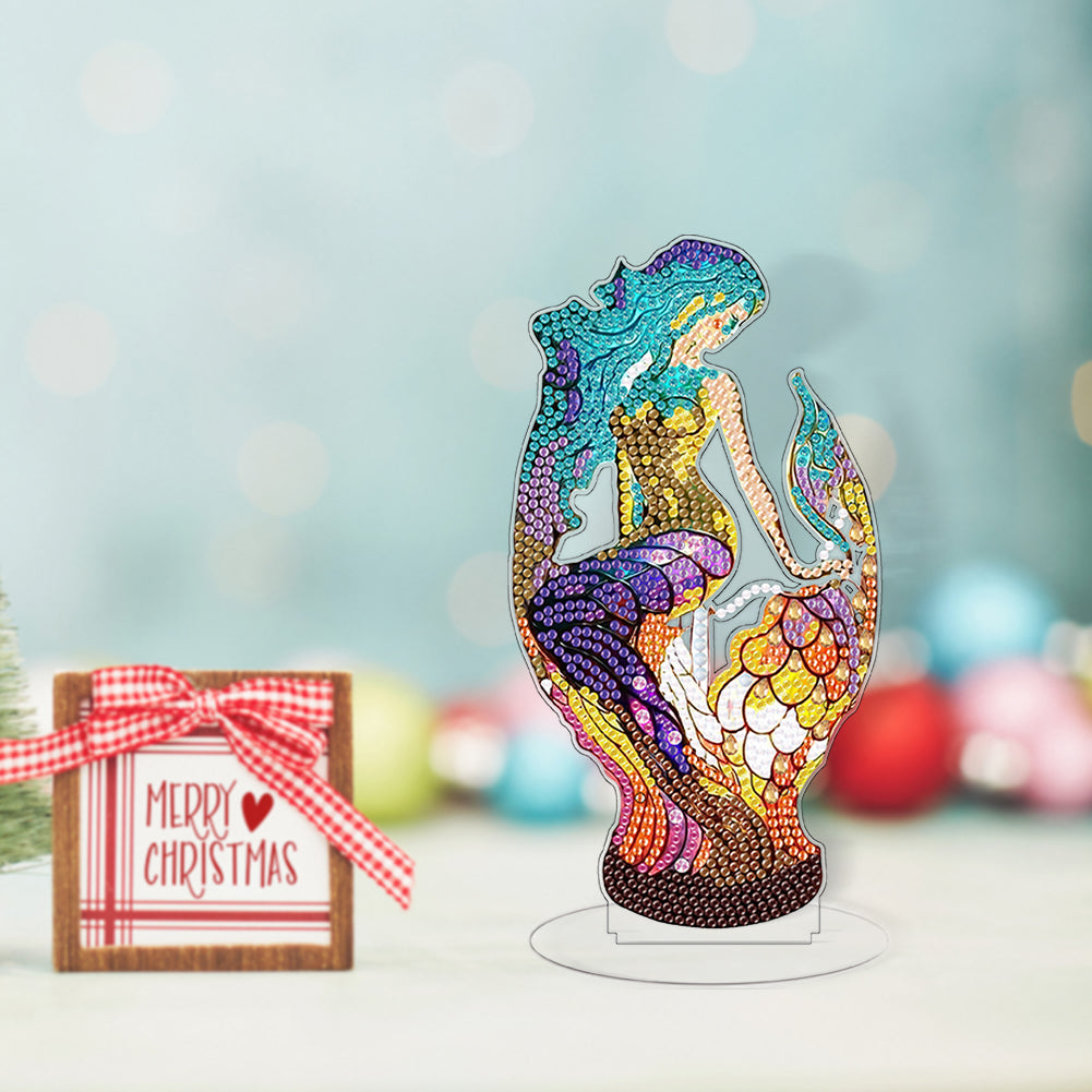 Lion Diamond Painting Desktop Ornaments Kit with Light for Office Desktop Decor